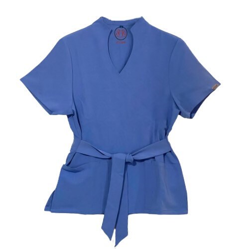Ceil blue medical scrub suit soft stretch fabric