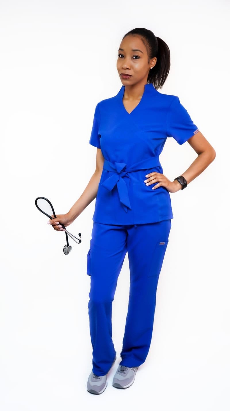 Royal blue scrub set soft stretch fabric
