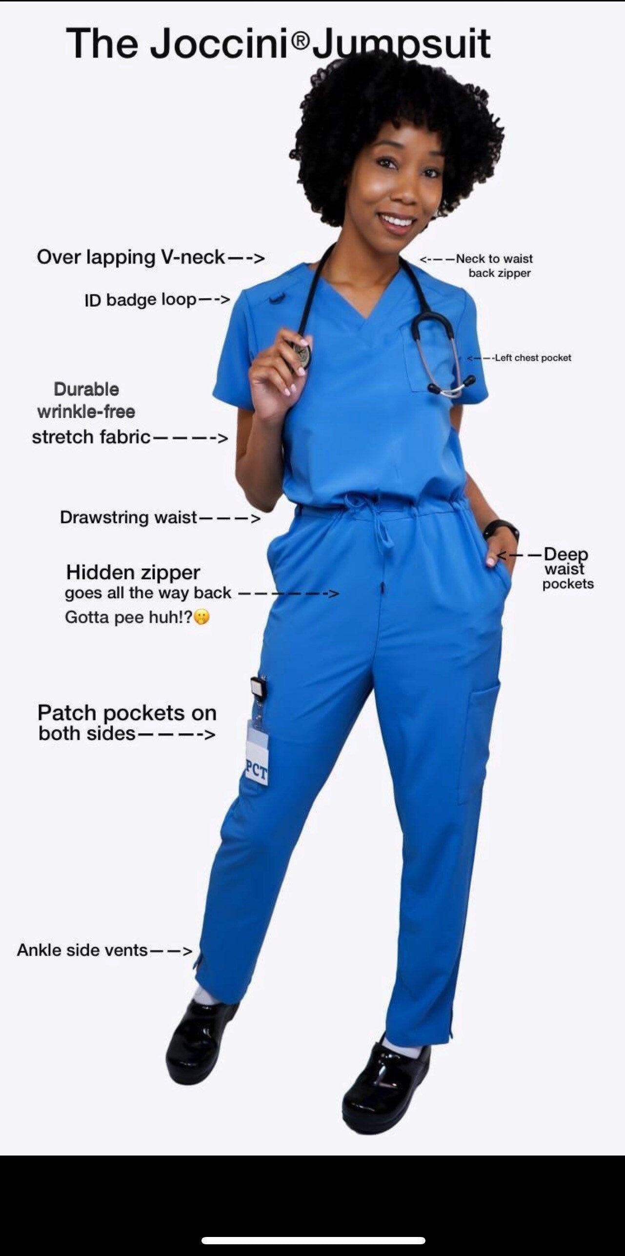 Ceil blue Jumpsuit scrub soft stretch fabric