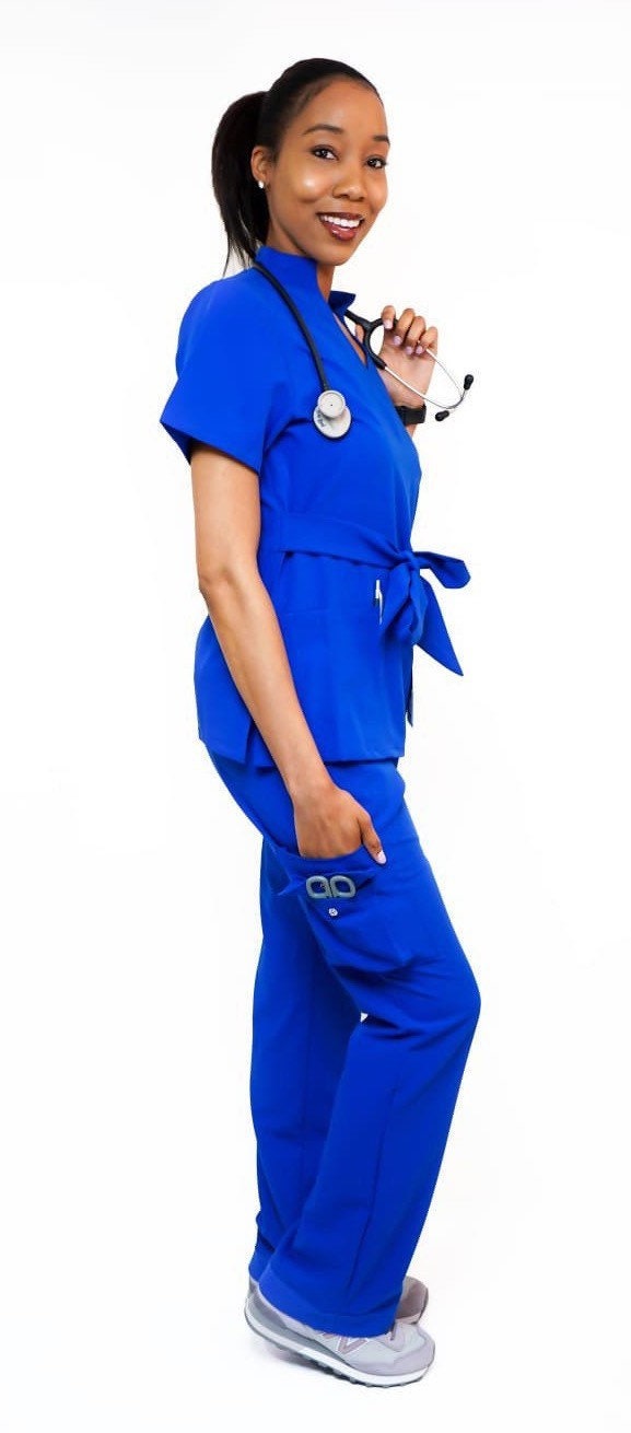Royal blue scrub set soft stretch fabric