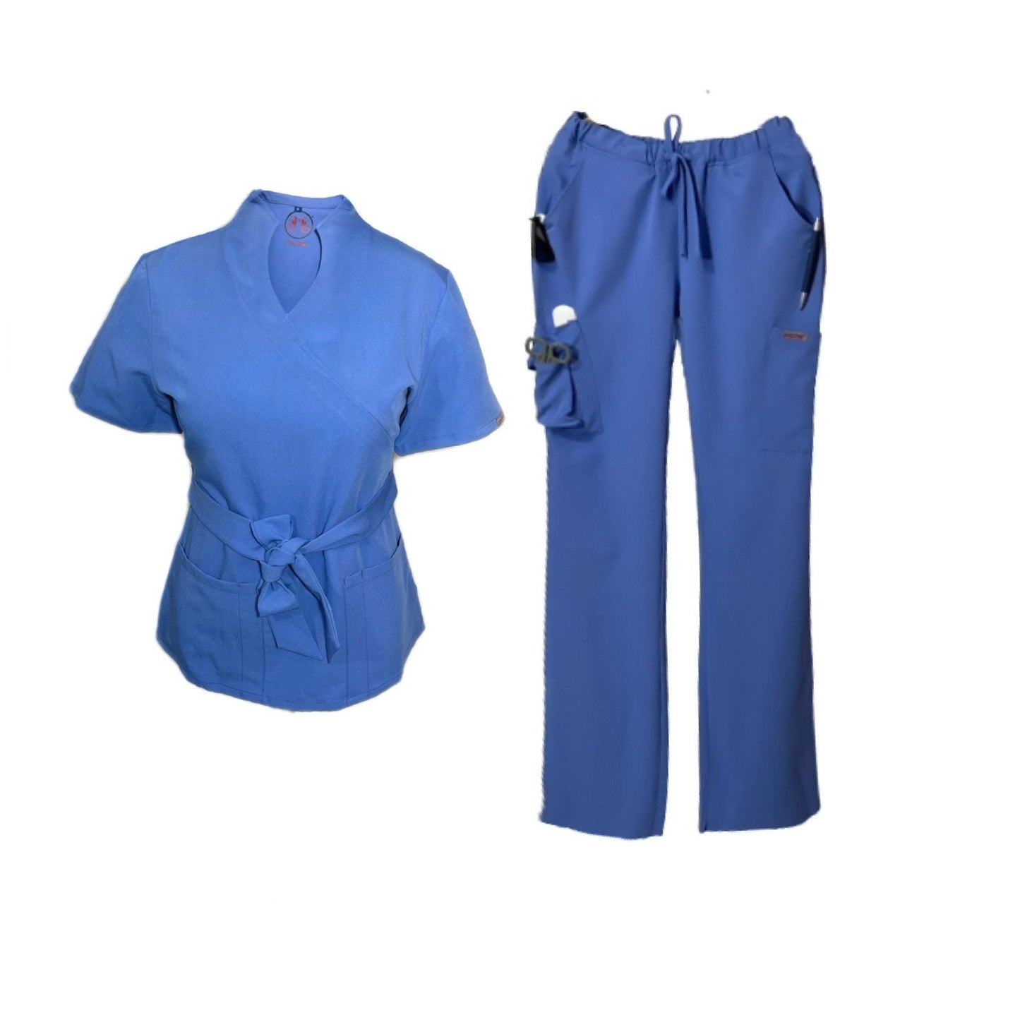 Ceil blue medical scrub suit soft stretch fabric