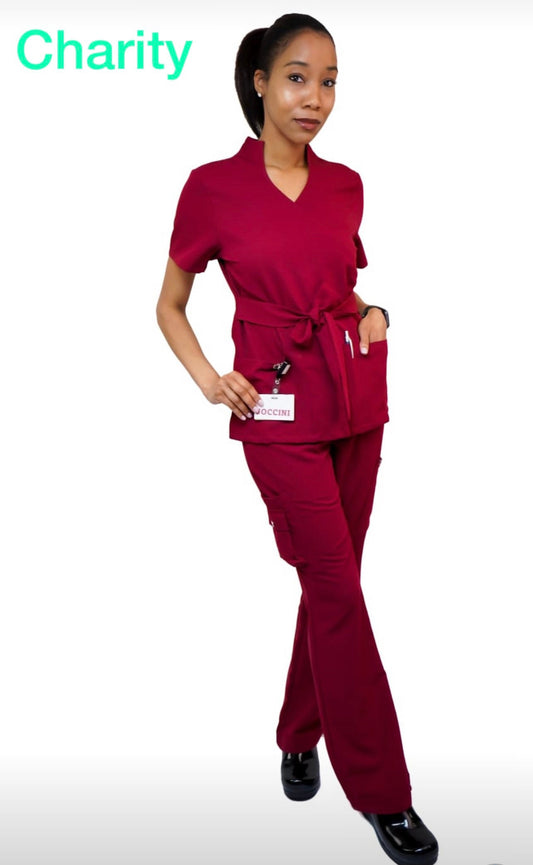 Burgundy Scrub suit soft stretch fabric