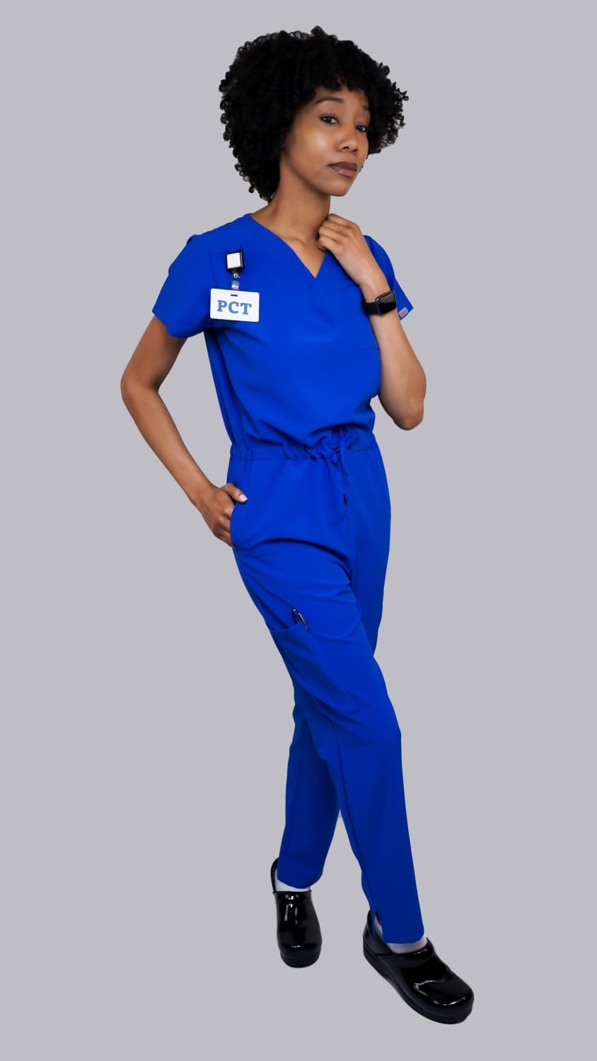 Royal blue Jumpsuit scrub AKA ‘workaholic’ soft stretch fabric