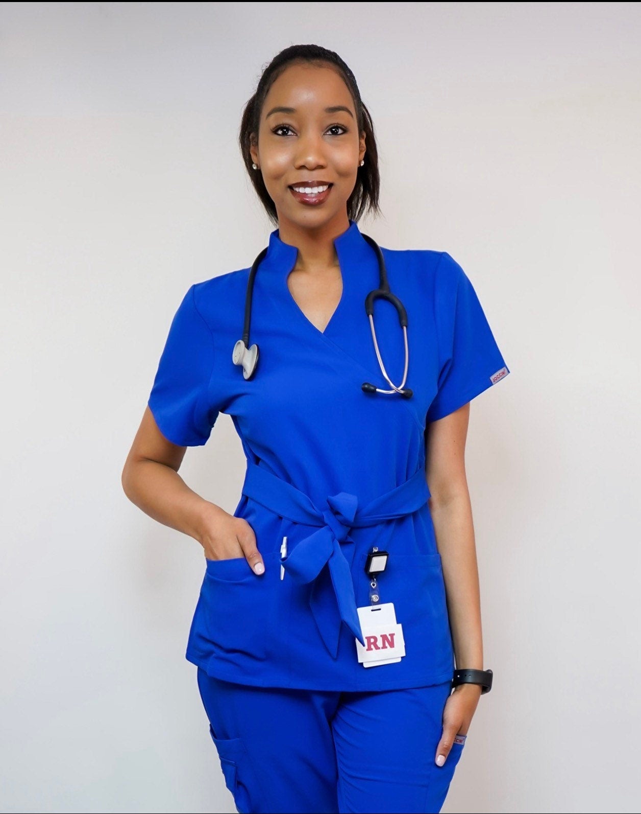 Royal blue scrub set soft stretch fabric